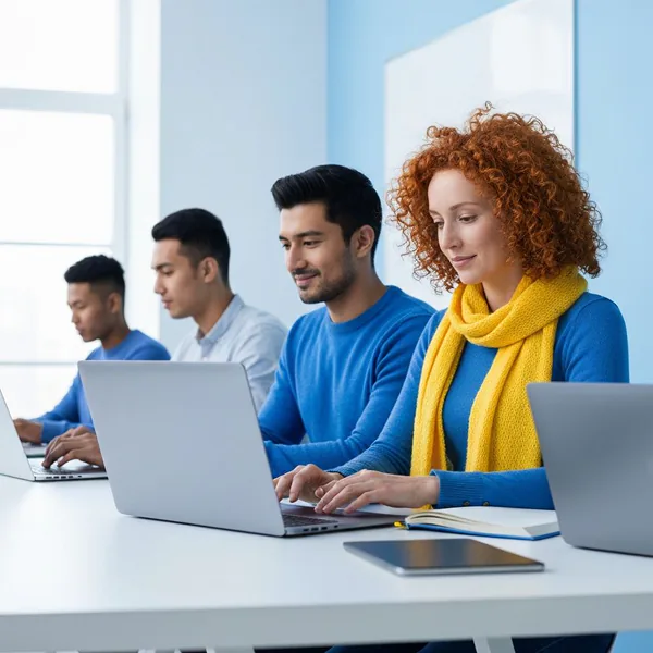 Students learning online at ATMO School